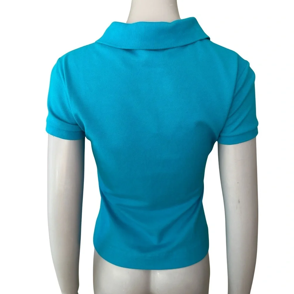 LACOSTE Pique Polo Shirt Stretch Cotton Turquoise Teal Blue Style# F811 Size 36 - Picture 8 of 16